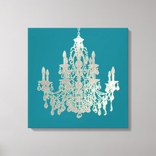 PixDezines DIY Background Colour/Silver Chandelier Canvas Print