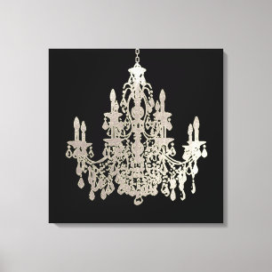 PixDezines DIY Background Colour/Silver Chandelier Canvas Print