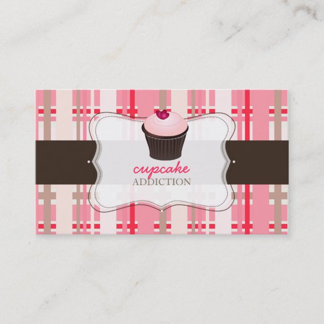 PixDezines diy background/cupcake+plaids Business Card (Front)