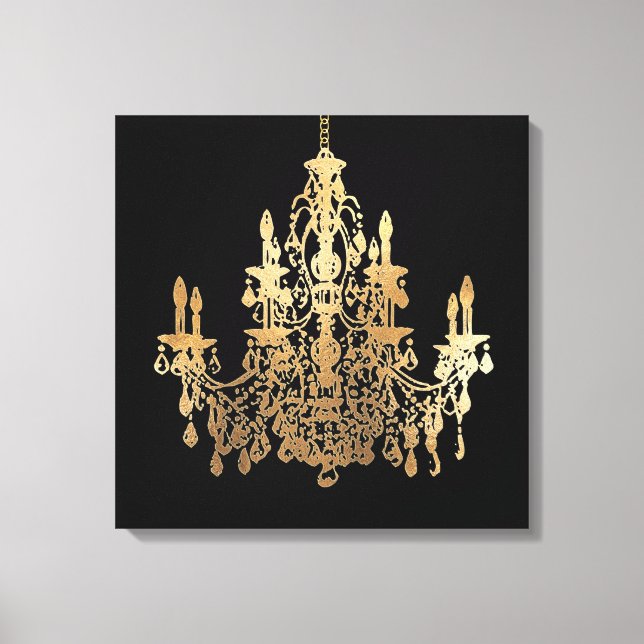 PixDezines DIY Background/Faux Gold Chandelier Canvas Print (Front)