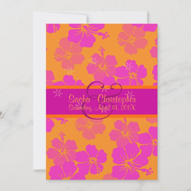 PixDezines diy background, passion pink hibiscus Invitation (Front)