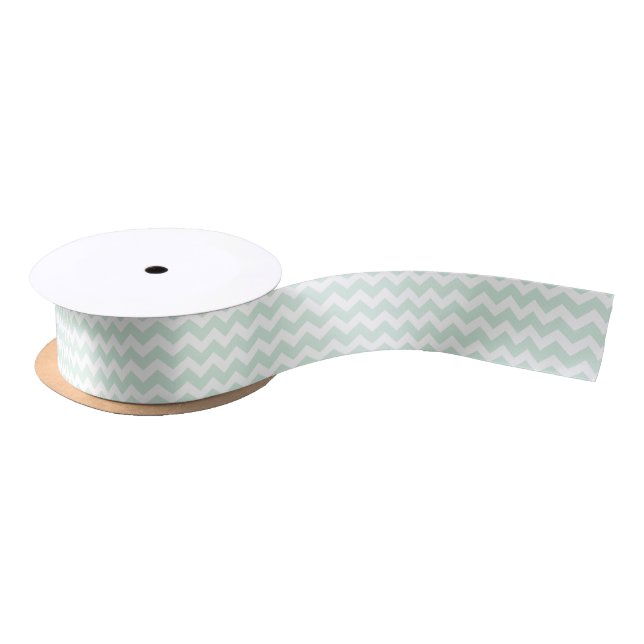 PixDezines DIY colour adjustable mint green chevro Satin Ribbon (Spool)