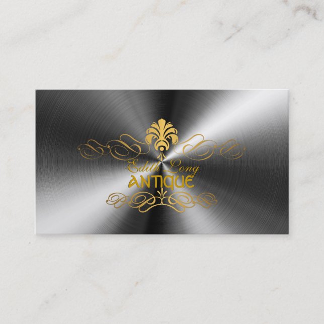 PixDezines diy colour/antique scrolls faux metal Business Card (Front)