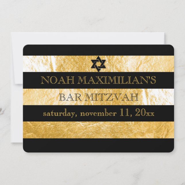 PixDezines DIY colour/faux foil stripes bar mitzva Invitation (Front)