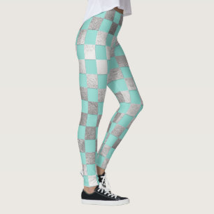PixDezines DIY Colour/Faux Silver/Chequered Patter Leggings