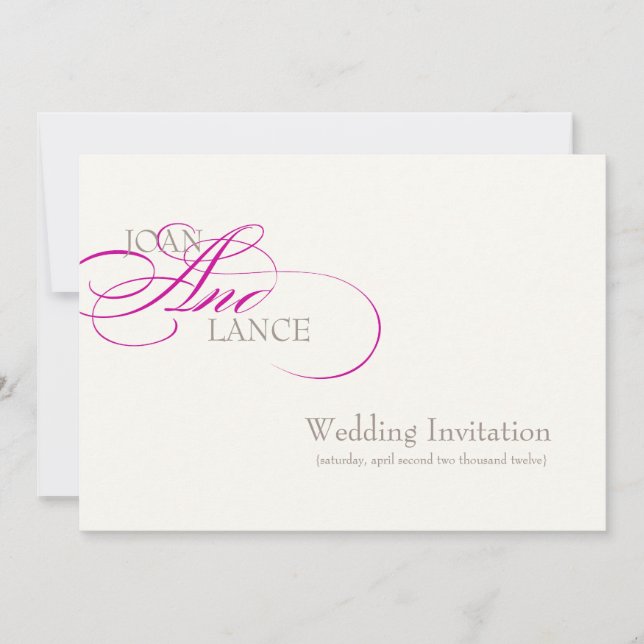 PixDezines DIY colour, fuschia.. fancy font... Invitation (Front)