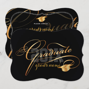 PixDezines DIY Colour Graduation/Gold Cap Invitation