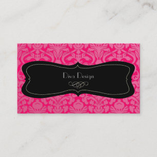PixDezines DIY colour/hot pink flora damask Business Card