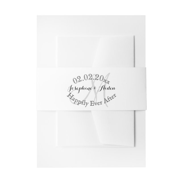 PixDezines DIY colour/Monogram/curved lettering Invitation Belly Band (Front Example)