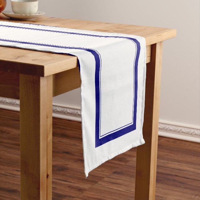 PixDezines DIY Colour/Navy Blue Accent Short Table Runner (In Situ)
