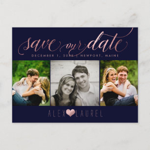 PixDezines DIY colour/Save our Date/Faux Rose Gold Postcard