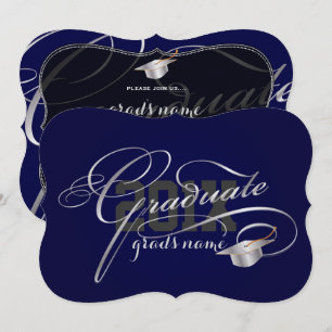 PixDezines DIY colour/Silver Script Graduation Invitation
