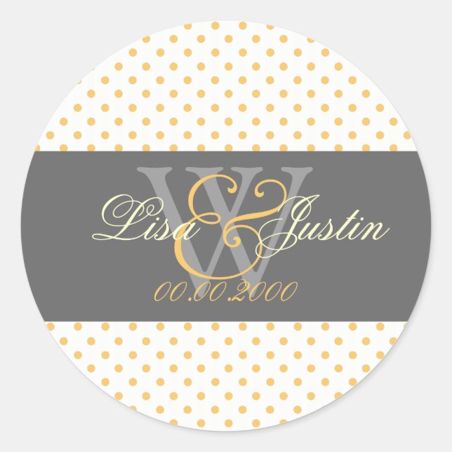 PIxDezines DIY colour..Yellow polkadots Classic Round Sticker (Front)