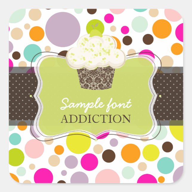 PixDezines diy colours/bubble gum+keylime cupcake Square Sticker (Front)