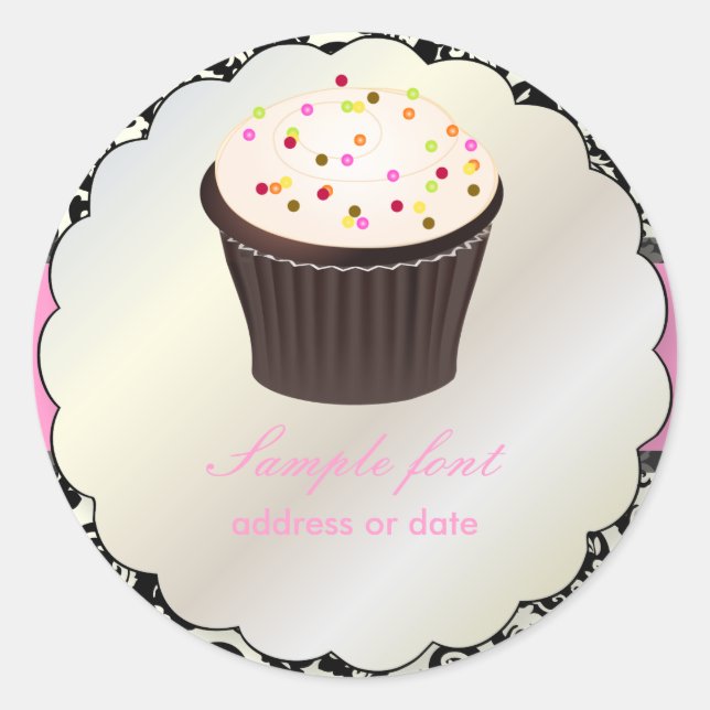 PixDezines diy colours, cupcake+olivia damask Classic Round Sticker (Front)