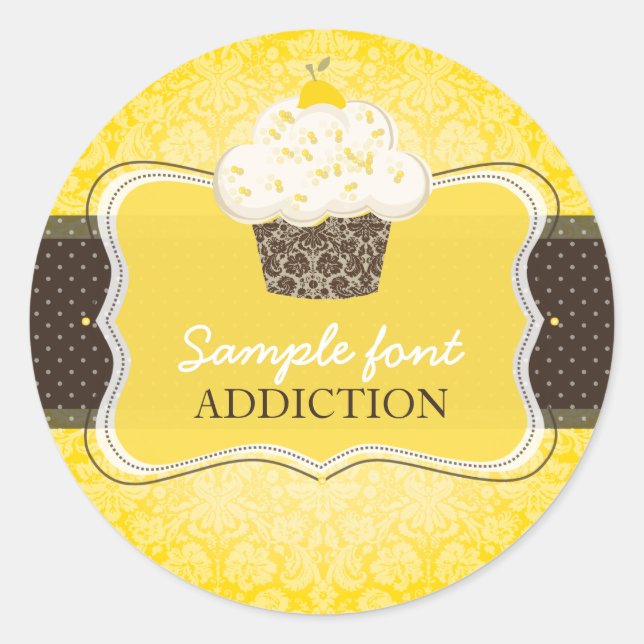 PixDezines diy colours, lemon zest cupcake Classic Round Sticker (Front)