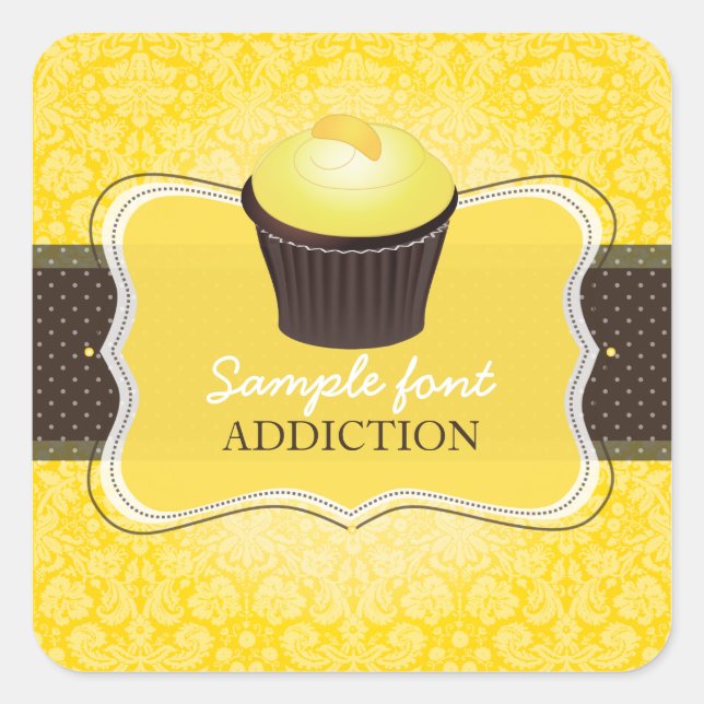 PixDezines diy colours, lemon zest cupcake Square Sticker (Front)