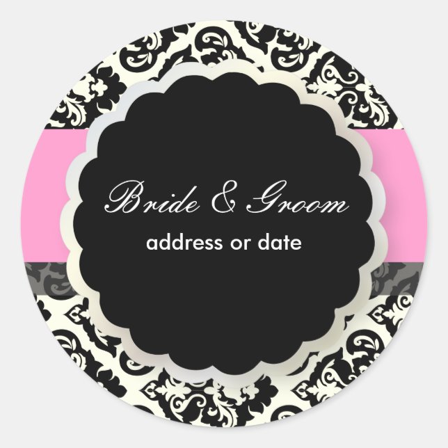 PixDezines diy colours, olivia damask Classic Round Sticker (Front)