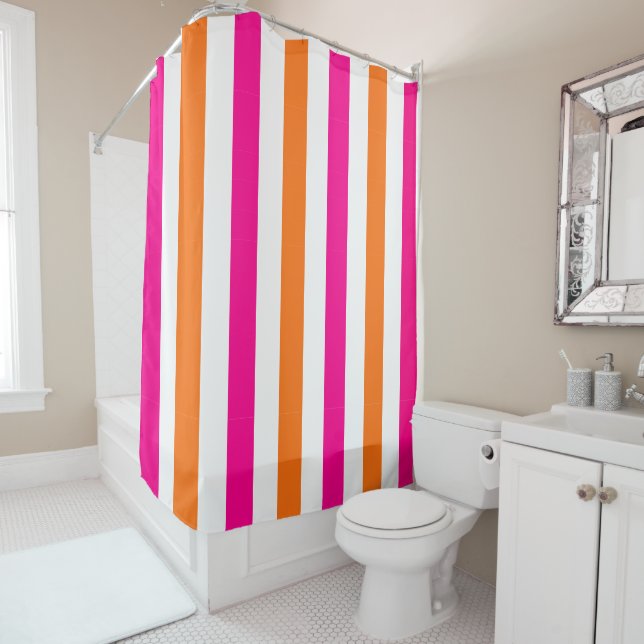 PixDezines DIY Colours Stripes, Monogramable Shower Curtain (In Situ)