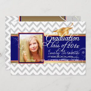 PixDezines diy colours/white chevron/graduation Invitation
