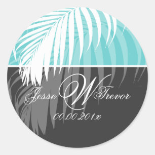 PixDezines DIY colours/White Palm Fronds Classic Round Sticker
