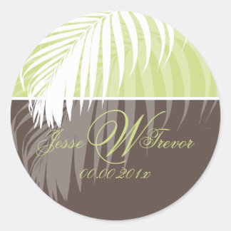 PixDezines DIY colours/White Palm Fronds Classic Round Sticker