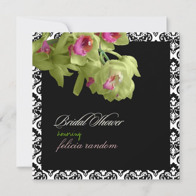 PixDezines diy green orchid+olivia damask Invitation (Front)