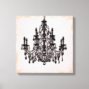 PixDezines DIY Grunge Colour/Black Chandelier Canvas Print
