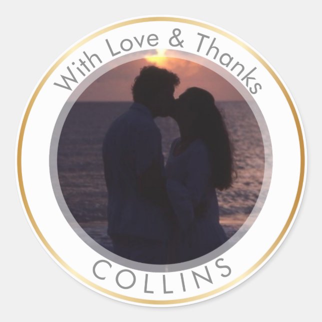 PixDezines DIY Photo Thank You Classic Round Sticker (Front)