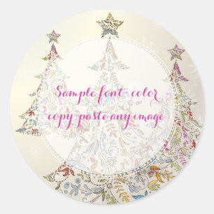 PixDezines DIY retro christmas trees Classic Round Sticker