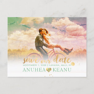 PixDezines DIY Save the Date   FAUX GOLD SCRIPT Announcement Postcard