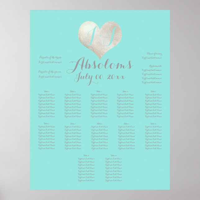 PixDezines DIYColor+Font/Faux Silver Heart/Seating Poster (Front)