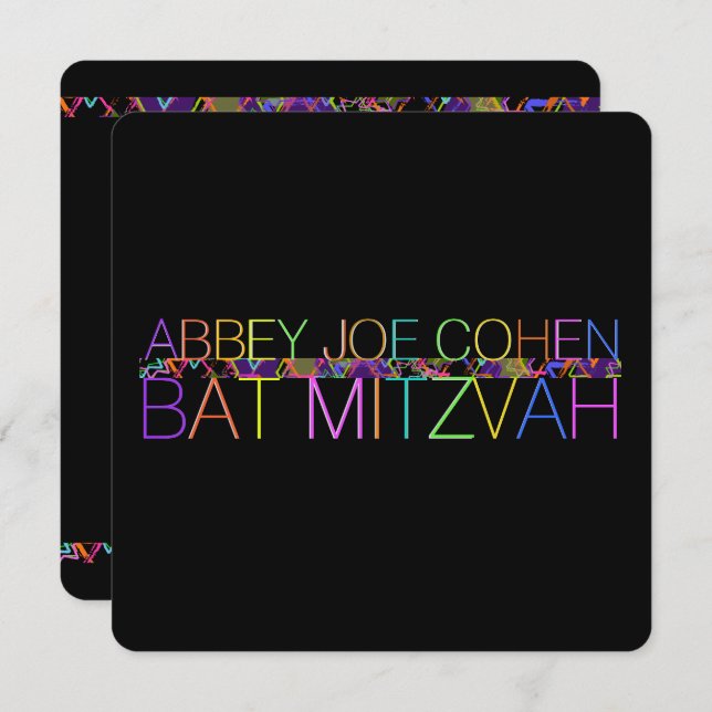 PixDezines DIYcolors/neon/bat mitzvah Invitation (Front/Back)