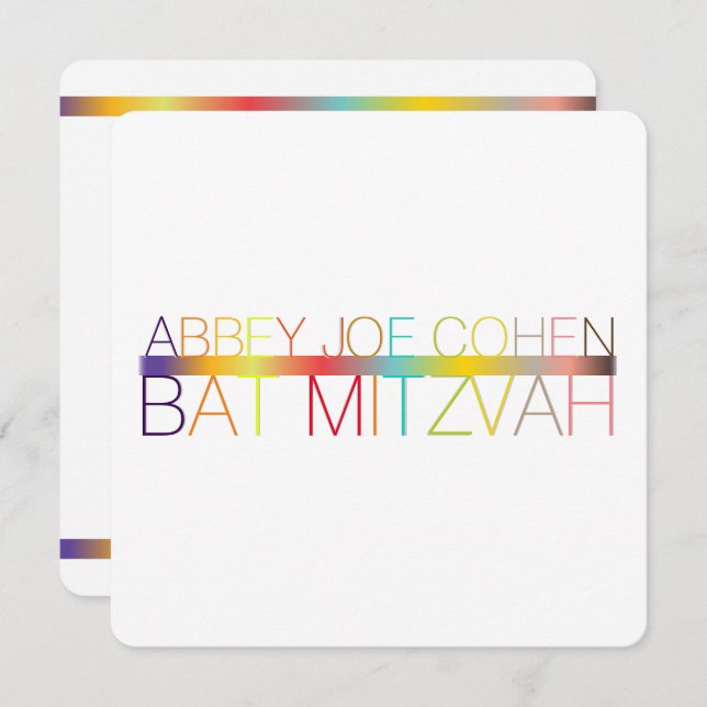 PixDezines DIYcolors/typography/bat mitzvah Invitation (Front/Back)