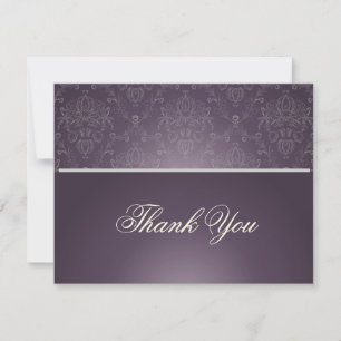 PixDezines Dolcè Damask / Plum+Ivory Grey Thank You Card