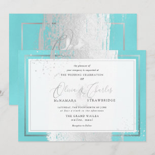 PixDezines Double Happiness, Aqua+Platinum Invitation