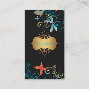 PixDezines Dragonflies Butterflies Rainbow Swirls Business Card