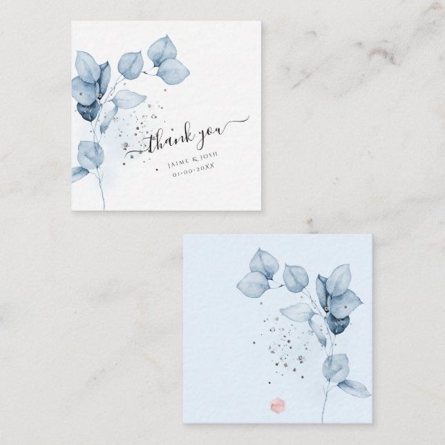 PixDezines Dusty Blue H2 Eucalyptus Branch Card (Front/Back)