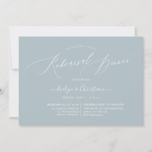 PixDezines Dusty Blue Minimalist Rehearsal Dinner Invitation