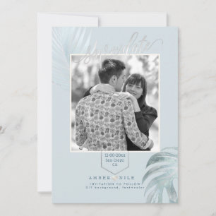 PixDezines Dusty Blue Save Date/Silver Palms The Date