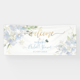 PixDezines Dusty Blue Watercolor Sweet Pea Flowers Banner