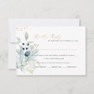 PixDezines Dusty Blue Winter Cotton RSVP Cards