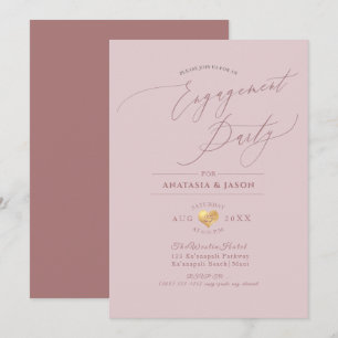 PixDezines Dusty Rose Calligraphy Engagement Party Invitation