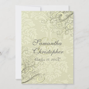 PixDezines ebony swirls/ivory damask Invitation