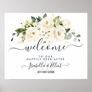 PixDezines Elegant Alabaster Roses Welcome Poster