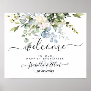 PixDezines Elegant Blue Gum Eucalyptus Welcome Poster