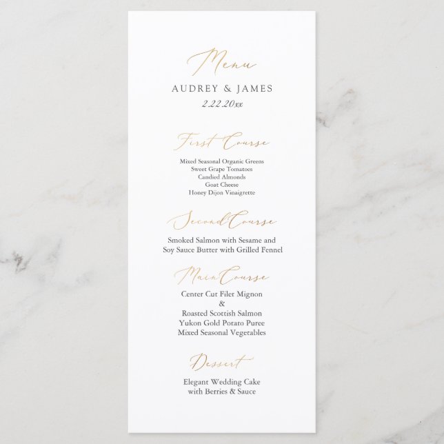 PixDezines elegant calligraphy Faux Gold Menu (Front)