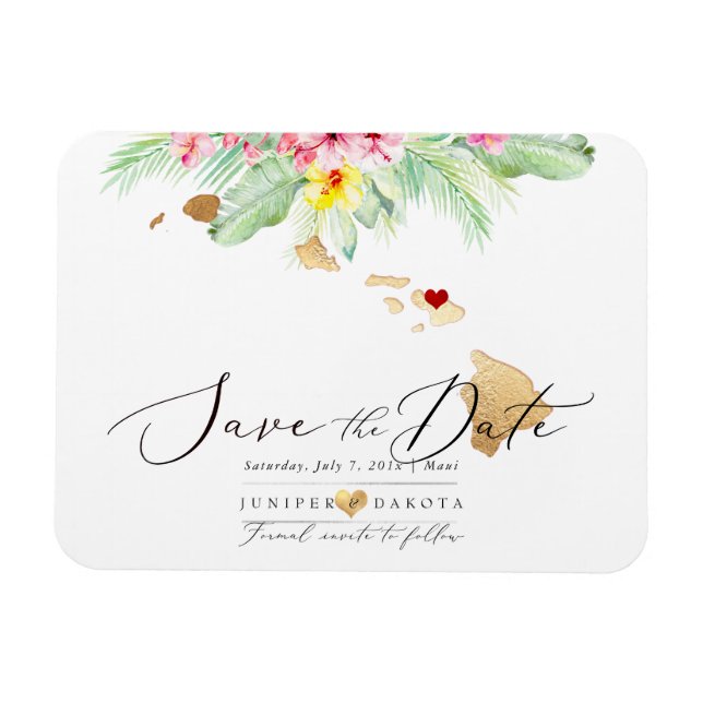 PixDezines Elegant Hawaiian DIY Map Save the Date  Magnet (Horizontal)