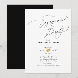 PixDezines Elegant Luxe Calligraphy Engagement Invitation