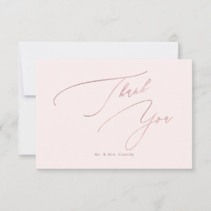 PixDezines Elegant Luxe Calligraphy Rose Gold Thank You Card